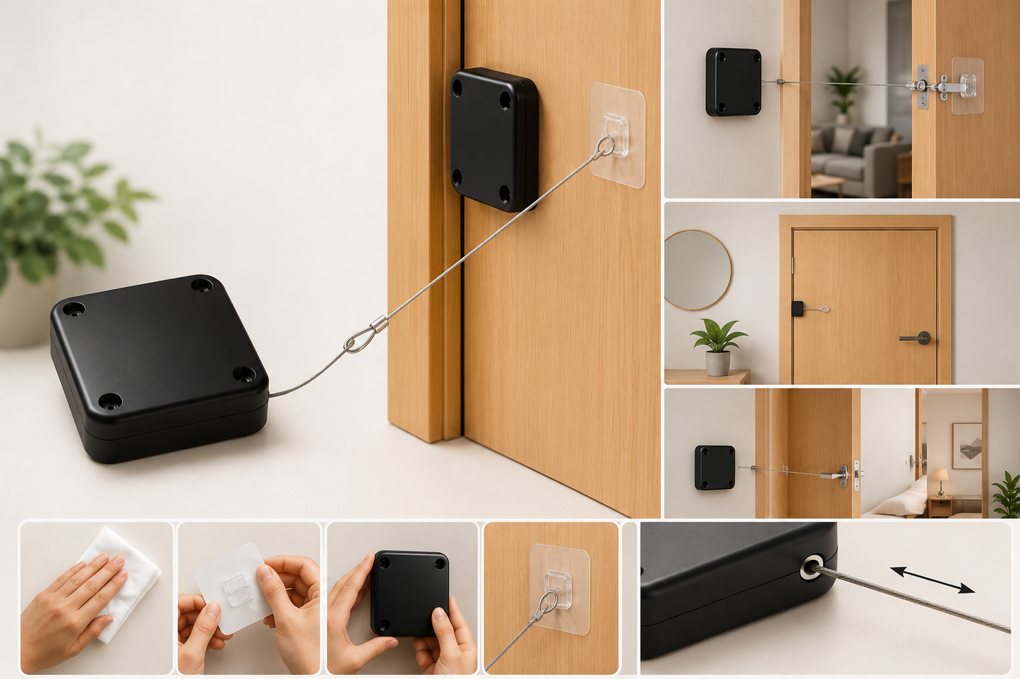 Automatic Punch-Free Door Closer | Adjustable Self-Closing Door Device